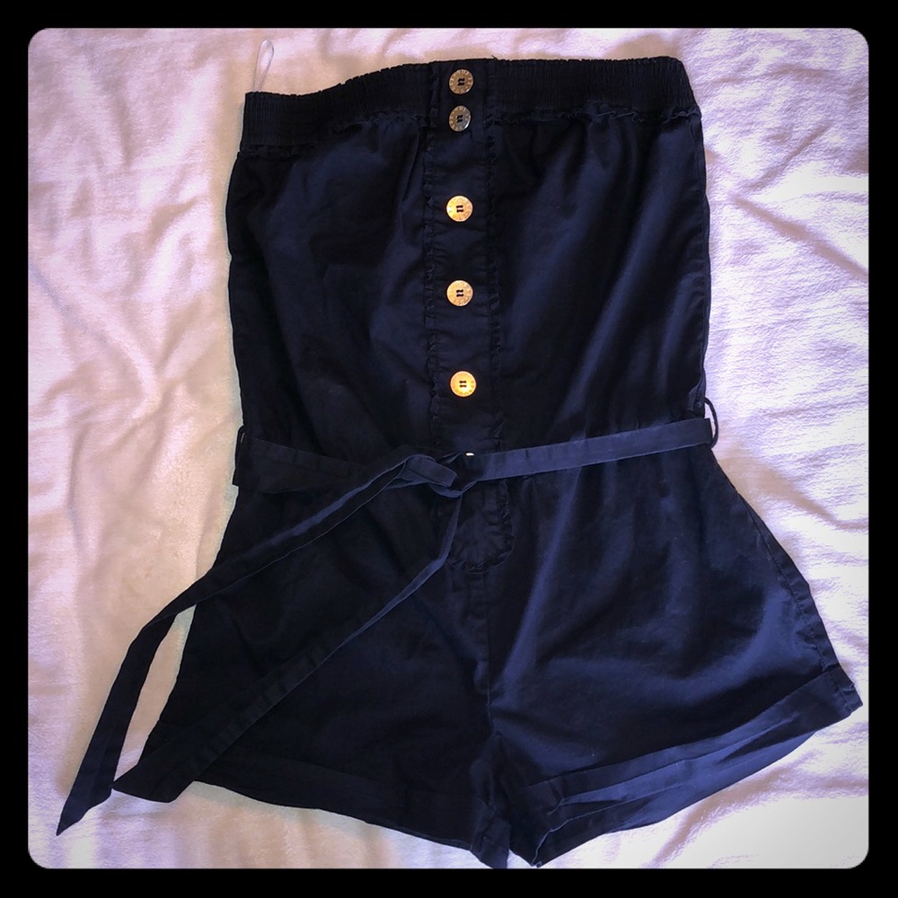 Black with gold buttons short jumpsuit